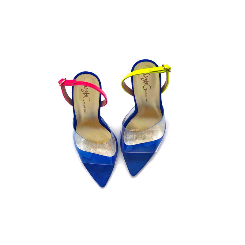 SybG blue heels shoes